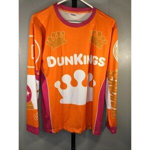 Dunkin Donuts Dunkings Long Sleeve Activewear Shirt Jersey Superbowl Ad sz S/M